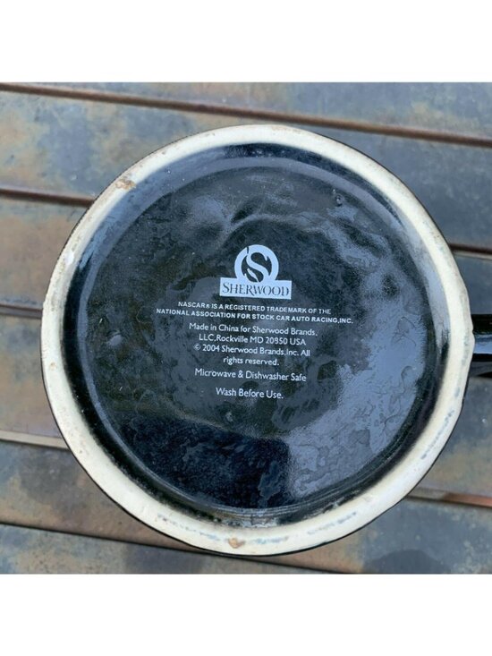 Nascar Black Ceramic 24 Oz Stein Mug By Sherwood 2004 Collectible Racing Design - Picture 2 of 9